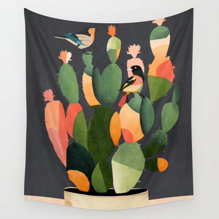 Cactus and Birds 4 Wall Tapestry Gallery Image 4