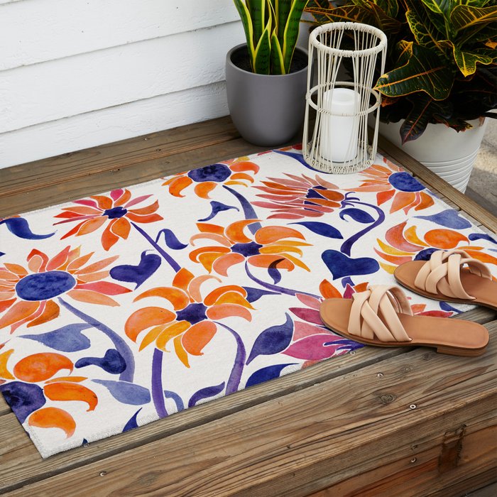 Sunflowers - Sunset Palette Outdoor Rug Gallery Image 2