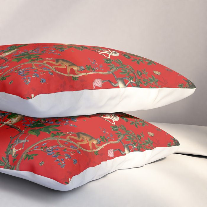 Monkey World Red Pillow Sham Gallery Image 3