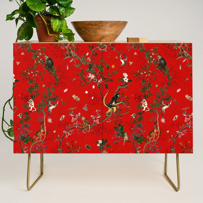 Monkey World Red Credenza Gallery Image 1