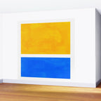 Primary Yellow Cerulean Blue Mid Century Modern Abstract Minimalist Rothko Color Field Squares Wall Mural Gallery Image 2