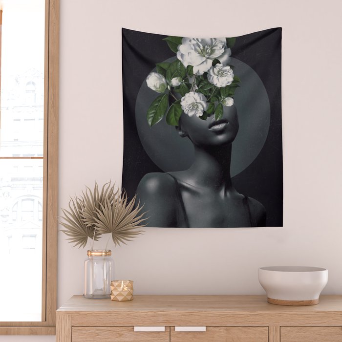 WOMAN WITH FLOWERS 17 Wall Tapestry Gallery Image 2
