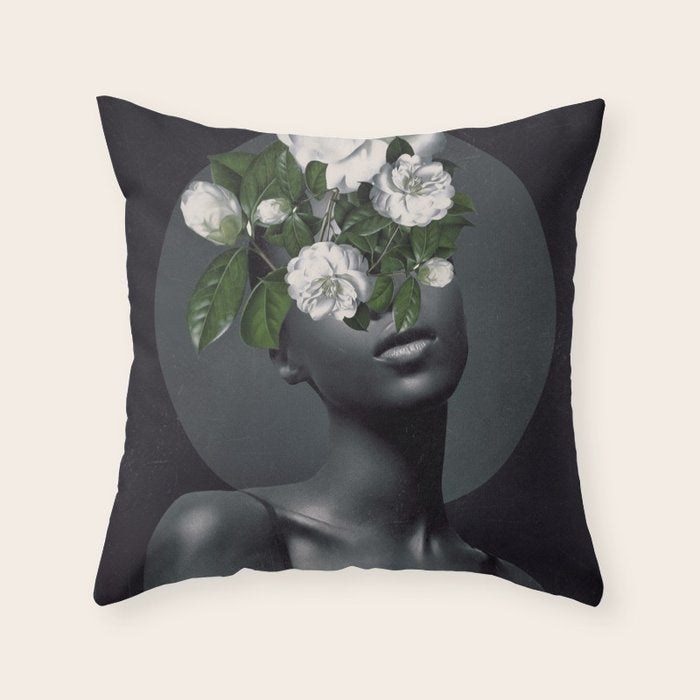 WOMAN WITH FLOWERS 17 Throw Pillow Gallery Image 6