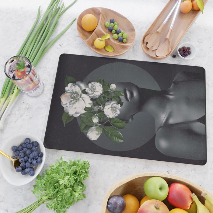 WOMAN WITH FLOWERS 17 Cutting Board Gallery Image 2