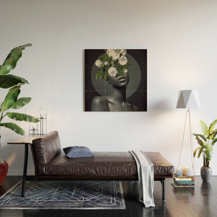 WOMAN WITH FLOWERS 17 Wood Wall Art Gallery Image 2