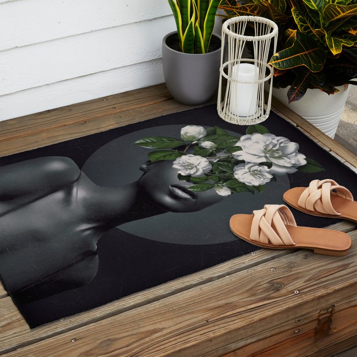 WOMAN WITH FLOWERS 17 Outdoor Rug Gallery Image 2