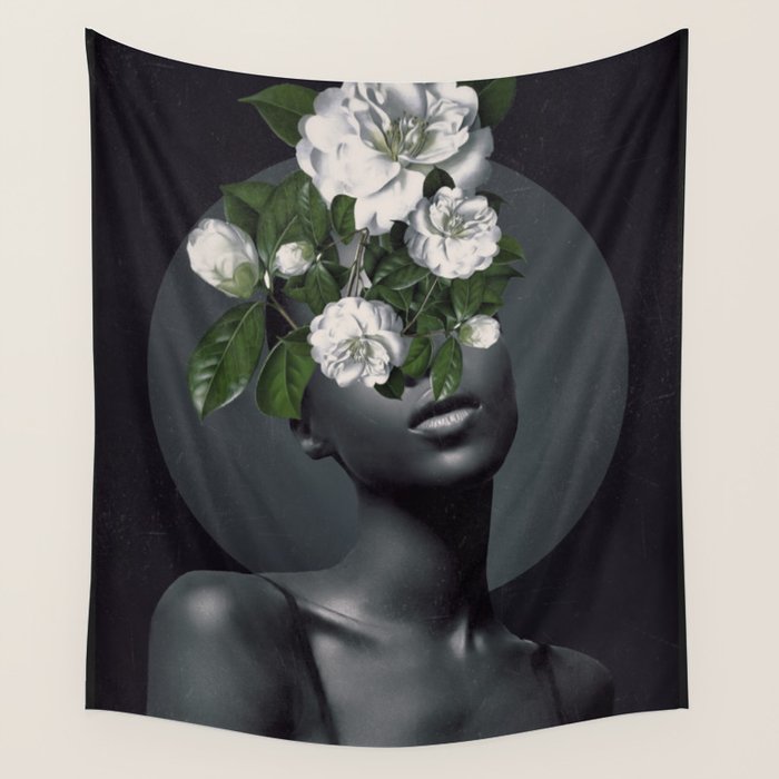 WOMAN WITH FLOWERS 17 Wall Tapestry Gallery Image 1