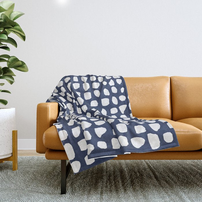 Dots (Navy) Throw Blanket Gallery Image 1