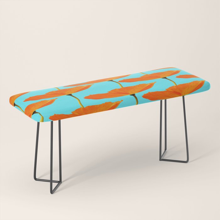 Poppies On A Turquoise Background #decor #society6 #buyart Bench Gallery Image 1