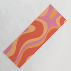 Modern Retro Liquid Swirl Abstract Pattern Square in Vintage Pink and Orange Yoga Mat Gallery Image 1