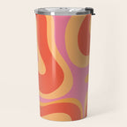 Modern Retro Liquid Swirl Abstract Pattern Square in Vintage Pink and Orange Travel Mug Gallery Image 2