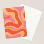 Modern Retro Liquid Swirl Abstract Pattern Square in Vintage Pink and Orange Stationery Card Gallery Image 2