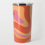 Modern Retro Liquid Swirl Abstract Pattern Square in Vintage Pink and Orange Travel Mug Gallery Image 1