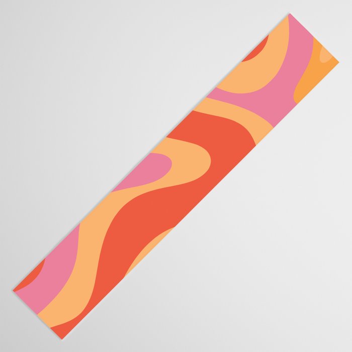 Modern Retro Liquid Swirl Abstract Pattern Square in Vintage Pink and Orange Table Runner Gallery Image 3