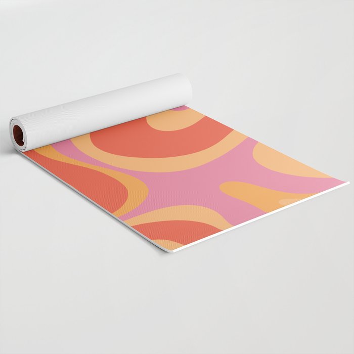 Modern Retro Liquid Swirl Abstract Pattern Square in Vintage Pink and Orange Yoga Mat Gallery Image 2