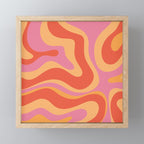 Modern Retro Liquid Swirl Abstract Pattern Square in Vintage Pink and Orange Mini Art Print Gallery Image 1