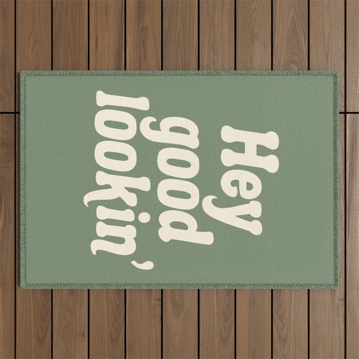 Hey Good Lookin' (Sage Cream) Outdoor Rug Gallery Image 1