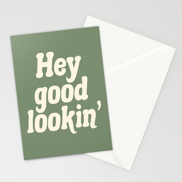 Hey Good Lookin' (Sage Cream) Stationery Card Gallery Image 2