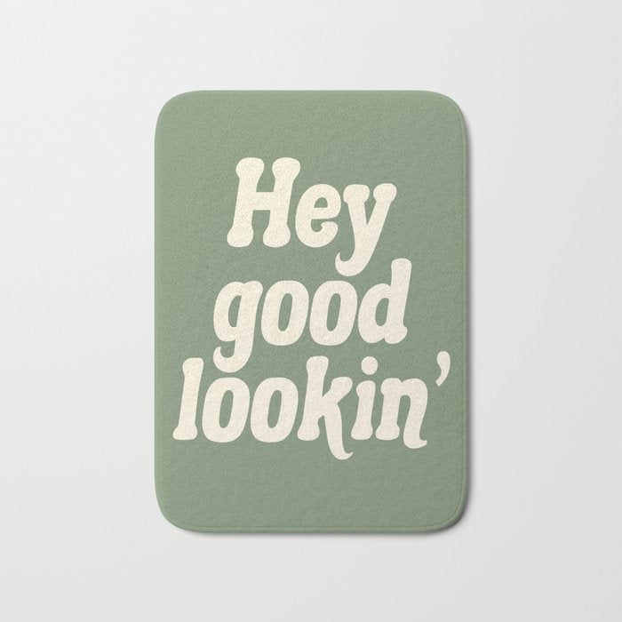 Hey Good Lookin' (Sage Cream) Bath Mat Gallery Image 1