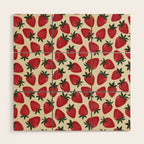 Hand Drawn Vintage Strawberry Pattern Wood Wall Art Gallery Image 1