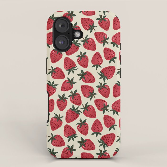 Hand Drawn Vintage Strawberry Pattern iPhone Case