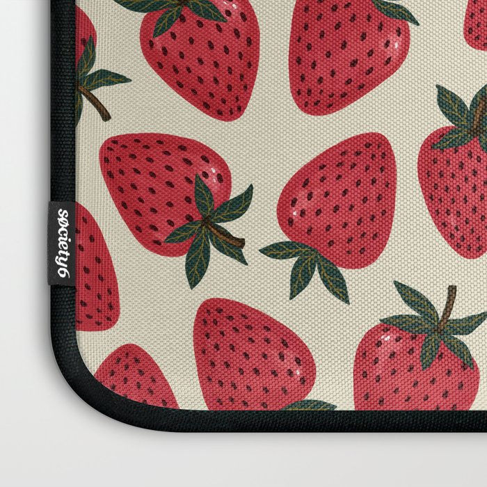 Hand Drawn Vintage Strawberry Pattern Laptop Sleeve Gallery Image 3