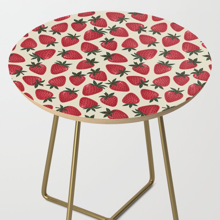 Hand Drawn Vintage Strawberry Pattern Side Table Gallery Image 2