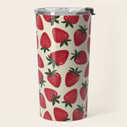 Hand Drawn Vintage Strawberry Pattern Travel Mug Gallery Image 2