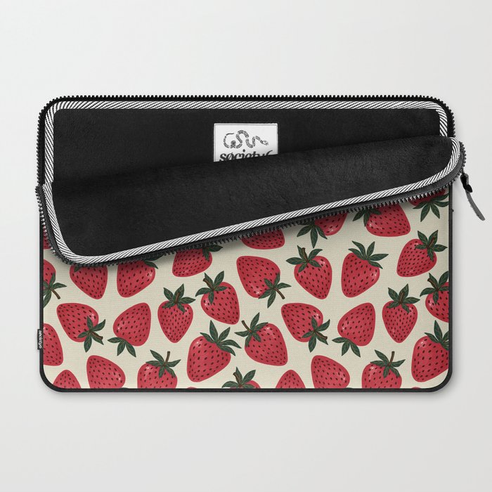 Hand Drawn Vintage Strawberry Pattern Laptop Sleeve Gallery Image 2