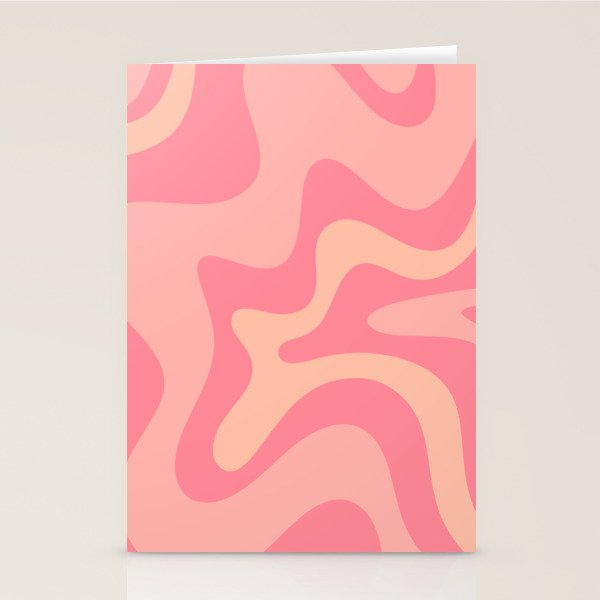 Retro Liquid Swirl Abstract Pattern Square In Bubblegum Blush Pink Tones Stationery Card Gallery Image 1