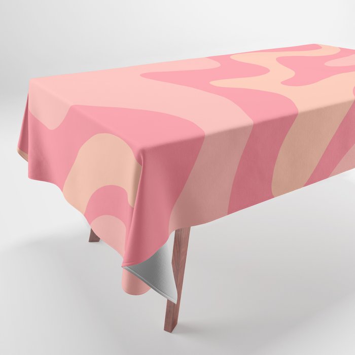 Retro Liquid Swirl Abstract Pattern Square In Bubblegum Blush Pink Tones Tablecloth Gallery Image 1