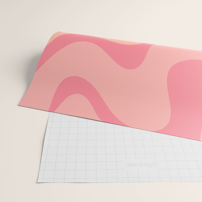 Retro Liquid Swirl Abstract Pattern Square In Bubblegum Blush Pink Tones Wrapping Paper Gallery Image 2