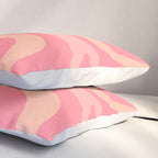 Retro Liquid Swirl Abstract Pattern Square In Bubblegum Blush Pink Tones Pillow Sham Gallery Image 3