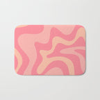 Retro Liquid Swirl Abstract Pattern Square In Bubblegum Blush Pink Tones Bath Mat Gallery Image 1