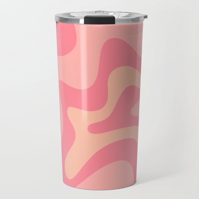 Retro Liquid Swirl Abstract Pattern Square In Bubblegum Blush Pink Tones Travel Mug Gallery Image 1