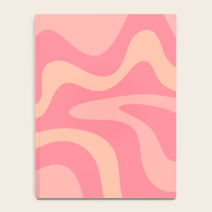 Retro Liquid Swirl Abstract Pattern Square In Bubblegum Blush Pink Tones Notebook Gallery Image 4