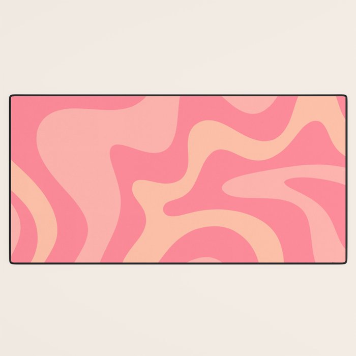 Retro Liquid Swirl Abstract Pattern Square In Bubblegum Blush Pink Tones Desk Mat Gallery Image 3