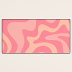 Retro Liquid Swirl Abstract Pattern Square In Bubblegum Blush Pink Tones Desk Mat Gallery Image 3