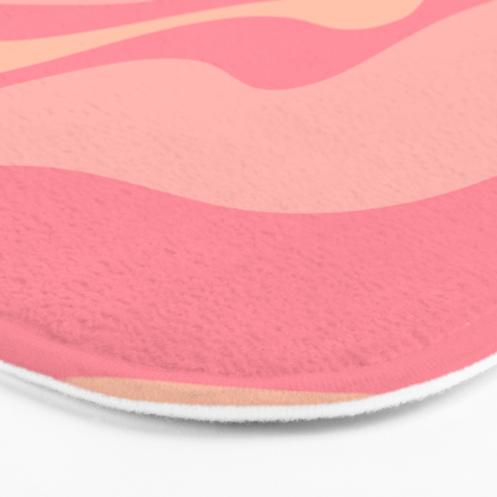 Retro Liquid Swirl Abstract Pattern Square In Bubblegum Blush Pink Tones Bath Mat Gallery Image 3