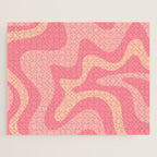 Retro Liquid Swirl Abstract Pattern Square In Bubblegum Blush Pink Tones Jigsaw Puzzle Gallery Image 1
