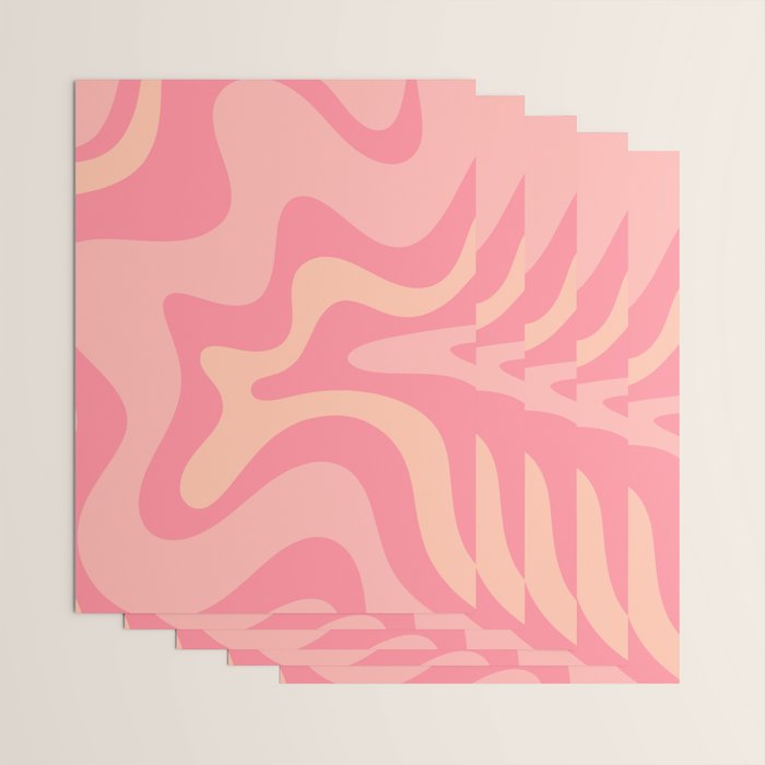 Retro Liquid Swirl Abstract Pattern Square In Bubblegum Blush Pink Tones Wrapping Paper Gallery Image 3