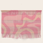 Retro Liquid Swirl Abstract Pattern Square In Bubblegum Blush Pink Tones Wall Hanging Gallery Image 1