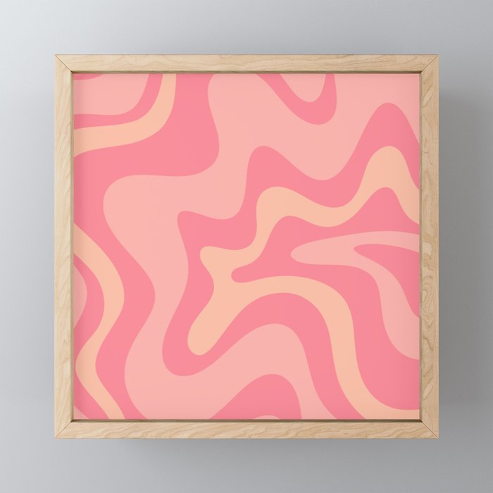 Retro Liquid Swirl Abstract Pattern Square In Bubblegum Blush Pink Tones Mini Art Print Gallery Image 1
