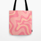 Retro Liquid Swirl Abstract Pattern Square In Bubblegum Blush Pink Tones Tote Bag Gallery Image 1