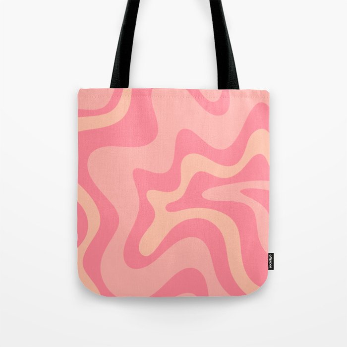 Retro Liquid Swirl Abstract Pattern Square In Bubblegum Blush Pink Tones Tote Bag Gallery Image 1