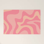 Retro Liquid Swirl Abstract Pattern Square In Bubblegum Blush Pink Tones Welcome Mat Gallery Image 1