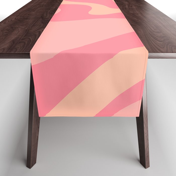 Retro Liquid Swirl Abstract Pattern Square In Bubblegum Blush Pink Tones Table Runner Gallery Image 1