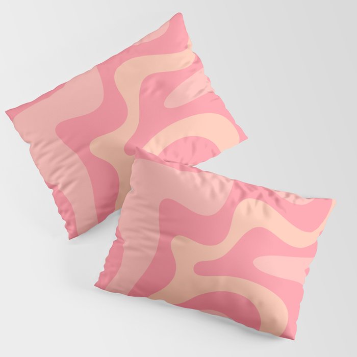 Retro Liquid Swirl Abstract Pattern Square In Bubblegum Blush Pink Tones Pillow Sham Gallery Image 1