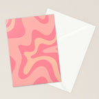 Retro Liquid Swirl Abstract Pattern Square In Bubblegum Blush Pink Tones Stationery Card Gallery Image 2