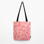 Retro Liquid Swirl Abstract Pattern Square In Bubblegum Blush Pink Tones Tote Bag Gallery Image 2